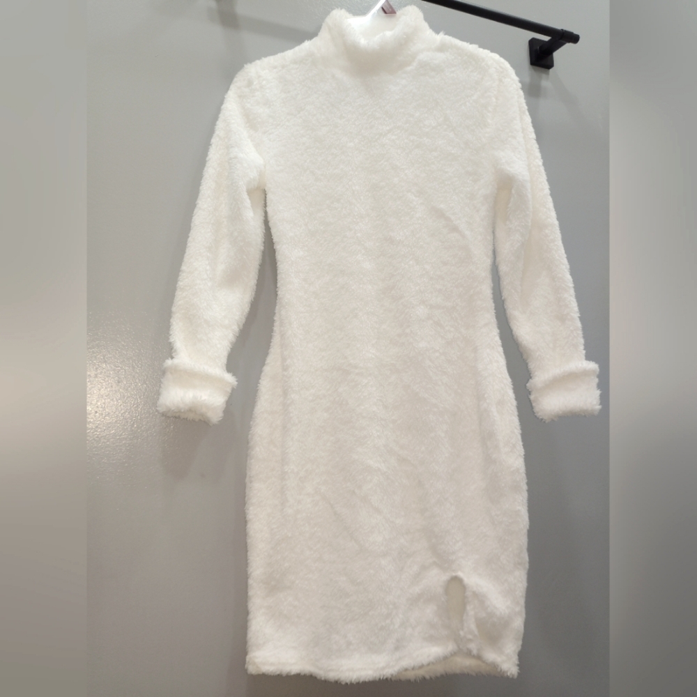 Shein White Fur Dress XS